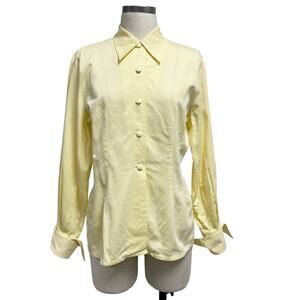 Vintage Alain Figaret Womens Size 42 Yellow Spearpoint Collar Button Up Shirt